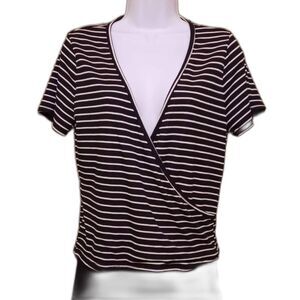 Youth In Revolt Womens Medium Black and White Striped Lowcut Short Sleeve Shirt